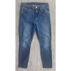 Mother The Looker Crop 5 Pocket Blue Jeans Damaged 29